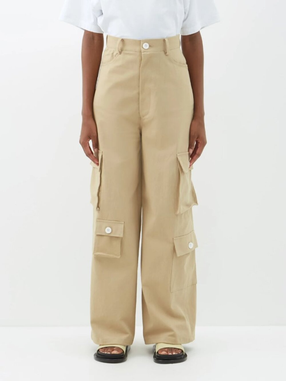 The Frankie Shop Hailey Oversized Cargo Pants -- Khaki, size M